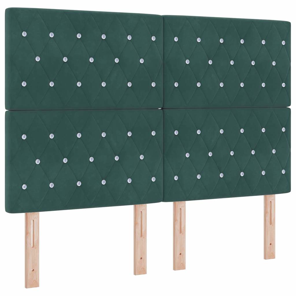 LED Headboard with LED Strip Lights Dark green 144 cm Velvet